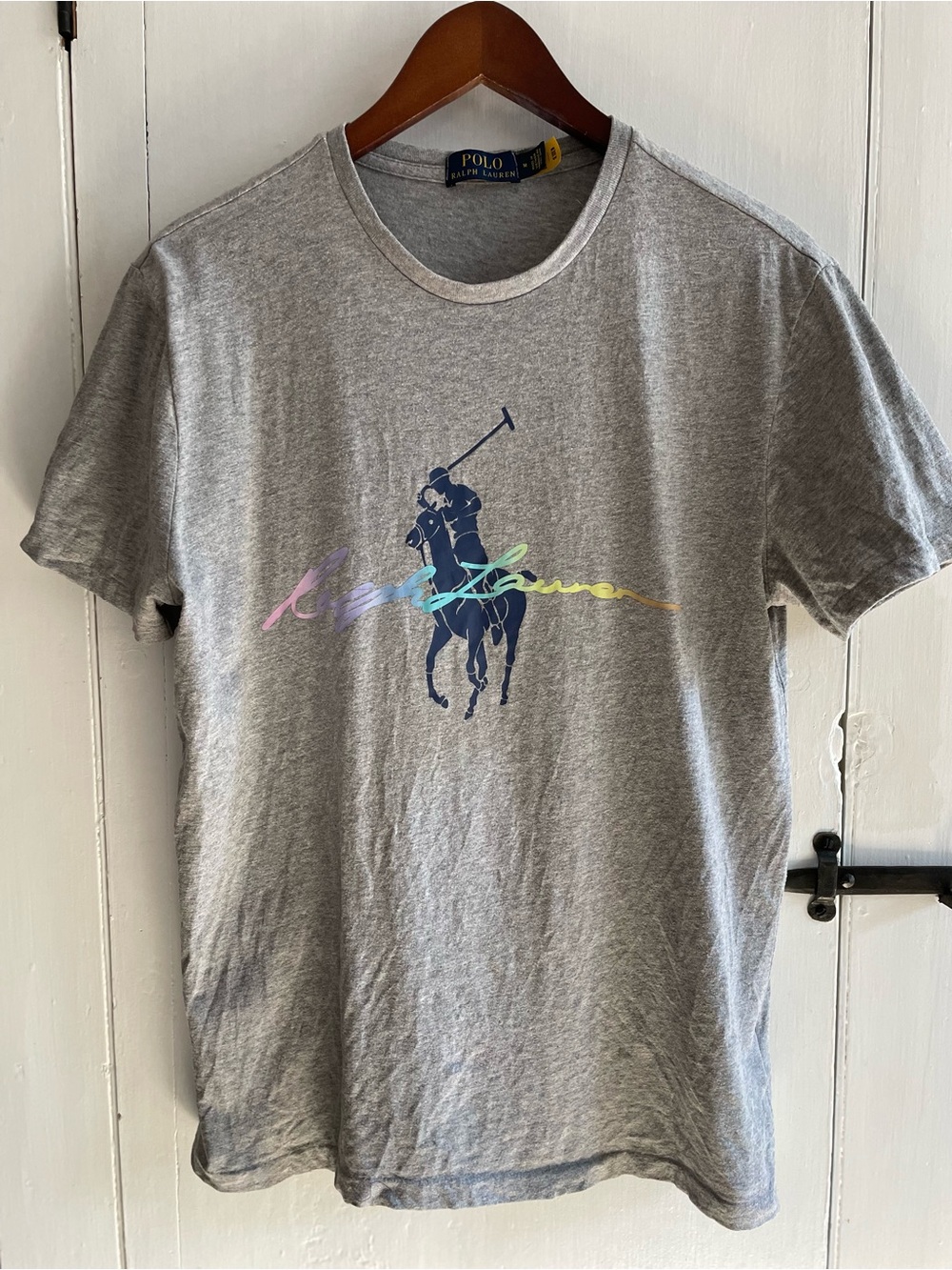 Polo by Ralph Lauren Men’s Navy Pony Logo Graphic Cotton Gray T-Shirt Size M
